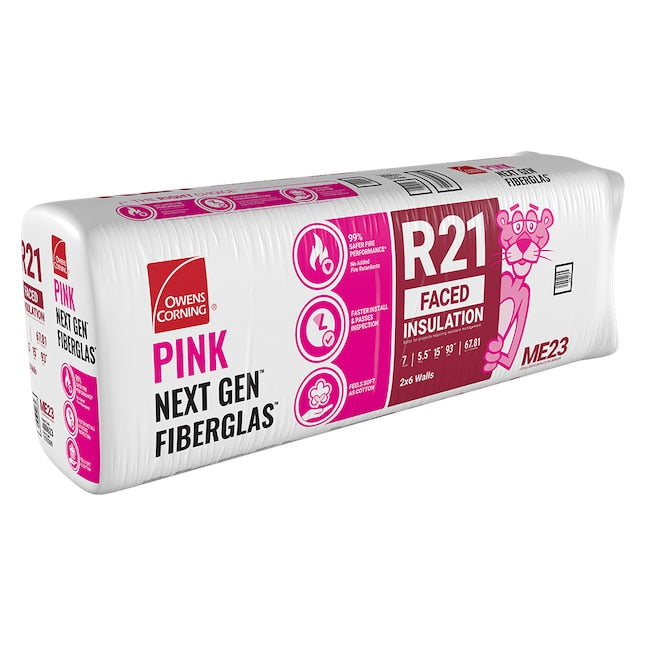 R21 Kraft-Faced Insulation – 15" x 93" (67.81 sq ft) – Owens Corning