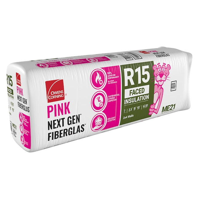 R15 Kraft-Faced Insulation – 15" x 93" (67.81 sq ft) – Owens Corning