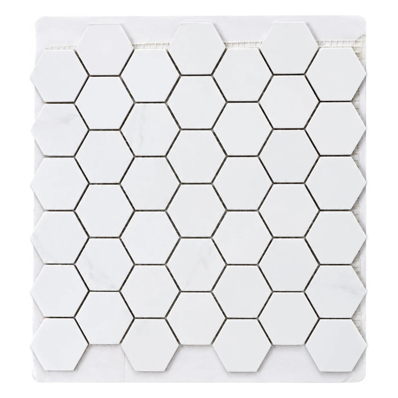 12 in. x 12 in. White Octagon Mosaic Tile