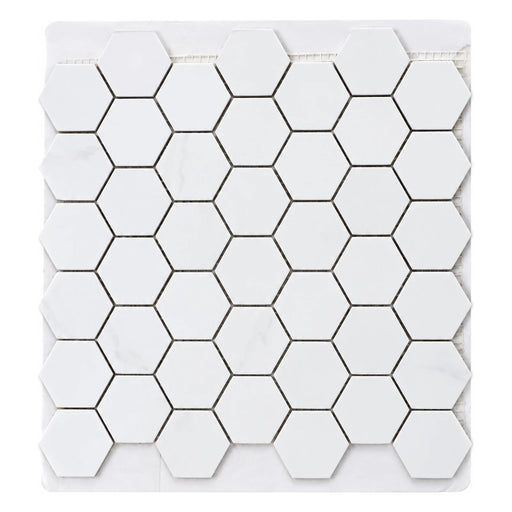 12 in. x 12 in. White Octagon Mosaic Tile