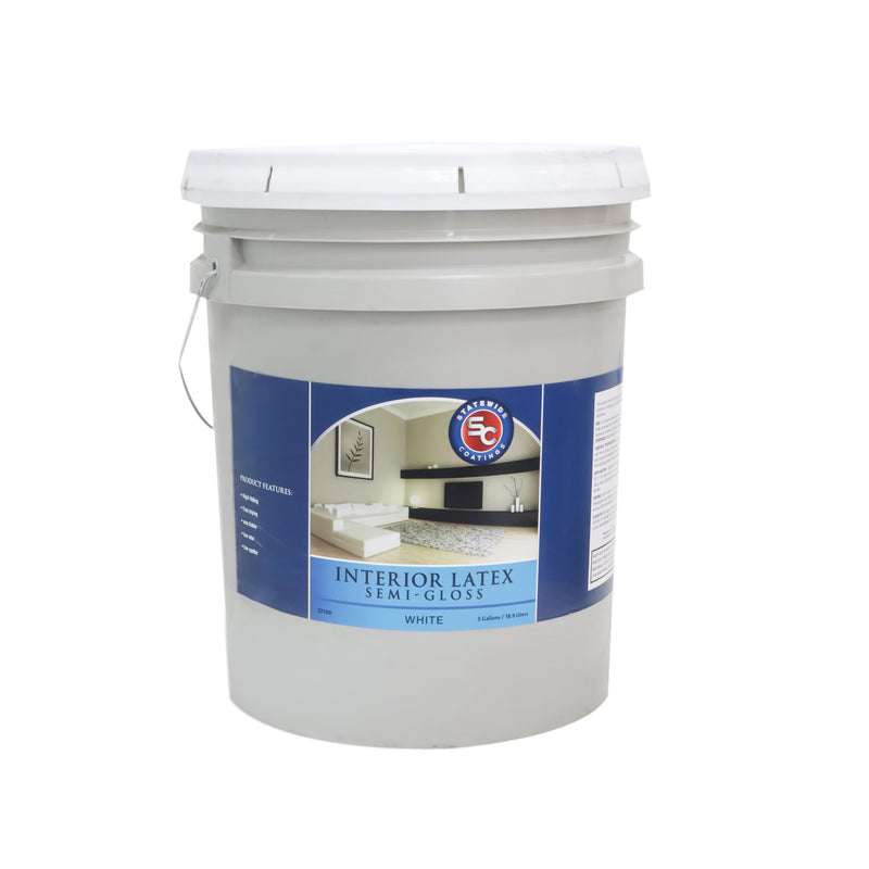 Statewide Coatings Interior Latex Paint – Semi-Gloss White – 5 Gallon