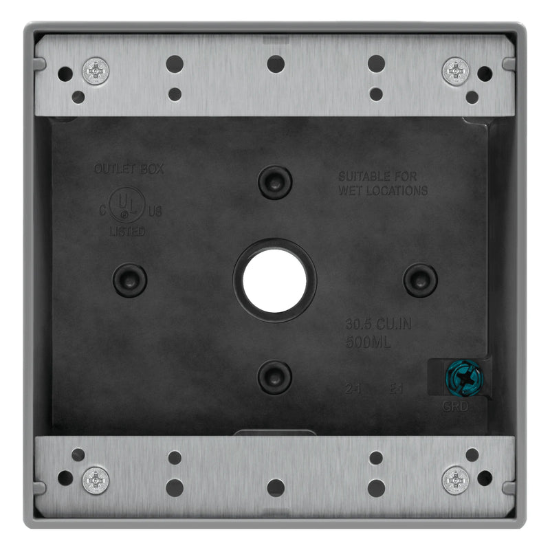 4 in. 2-Gang Weatherproof Outlet Box, 1/2 in. Hubs