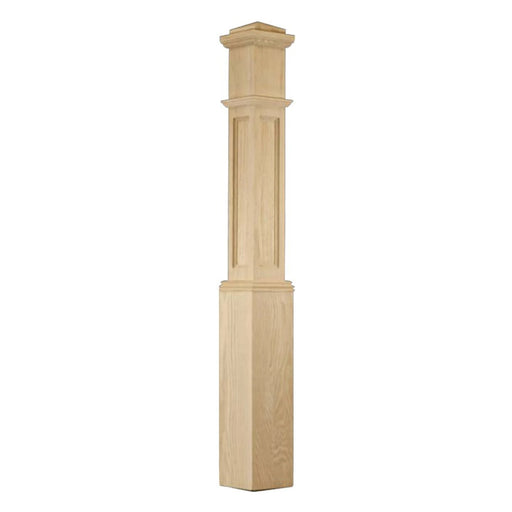 5-1/2 in. x 55 in. Recessed Panel Box Newel, Oak