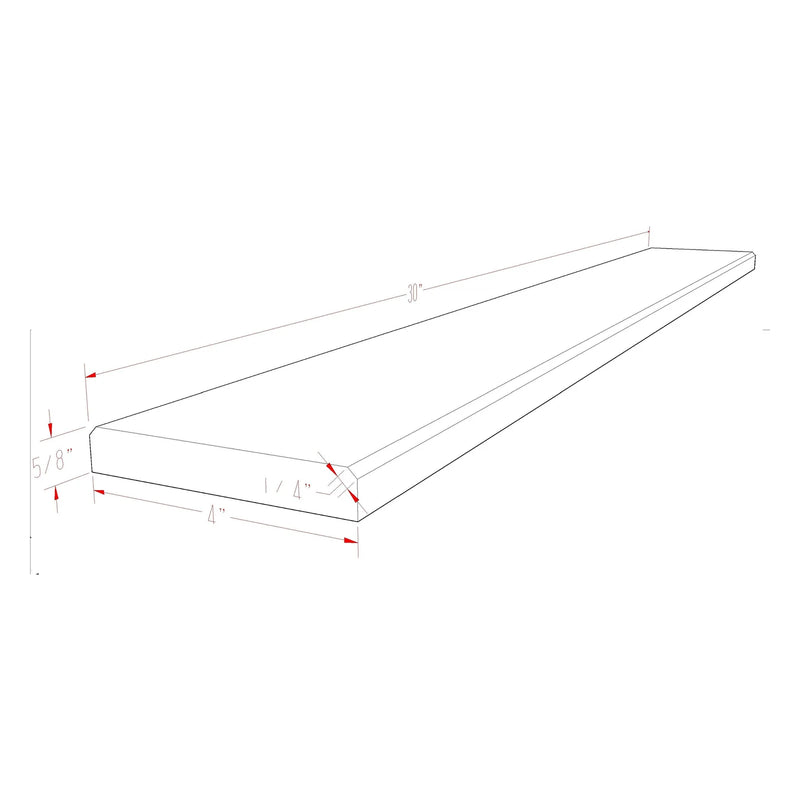 5 in. x 72 in. White Marble Saddle Threshold