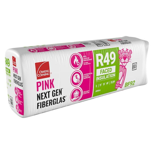 R49 Kraft-Faced Insulation – 16" x 48" (32 sq ft) – Owens Corning