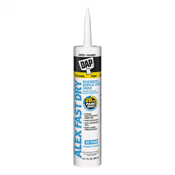 DAP Alex Fast Dry Acrylic Latex Caulk Plus Silicone – 10.1 oz