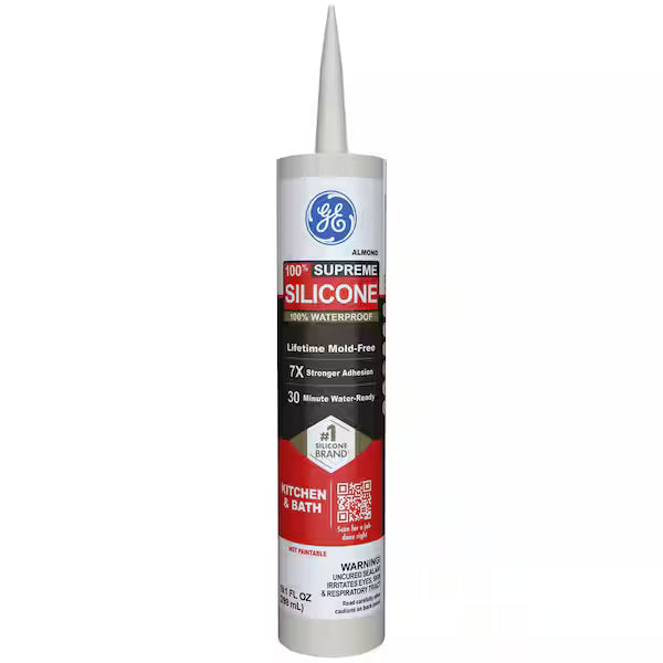 GE Silicone 2 All-Purpose Caulk – Almond, 10 oz Cartridge