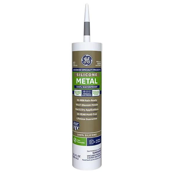 GE Silicone 2 Concrete Crack Filler – Metallic Gray, 10 oz Cartridge