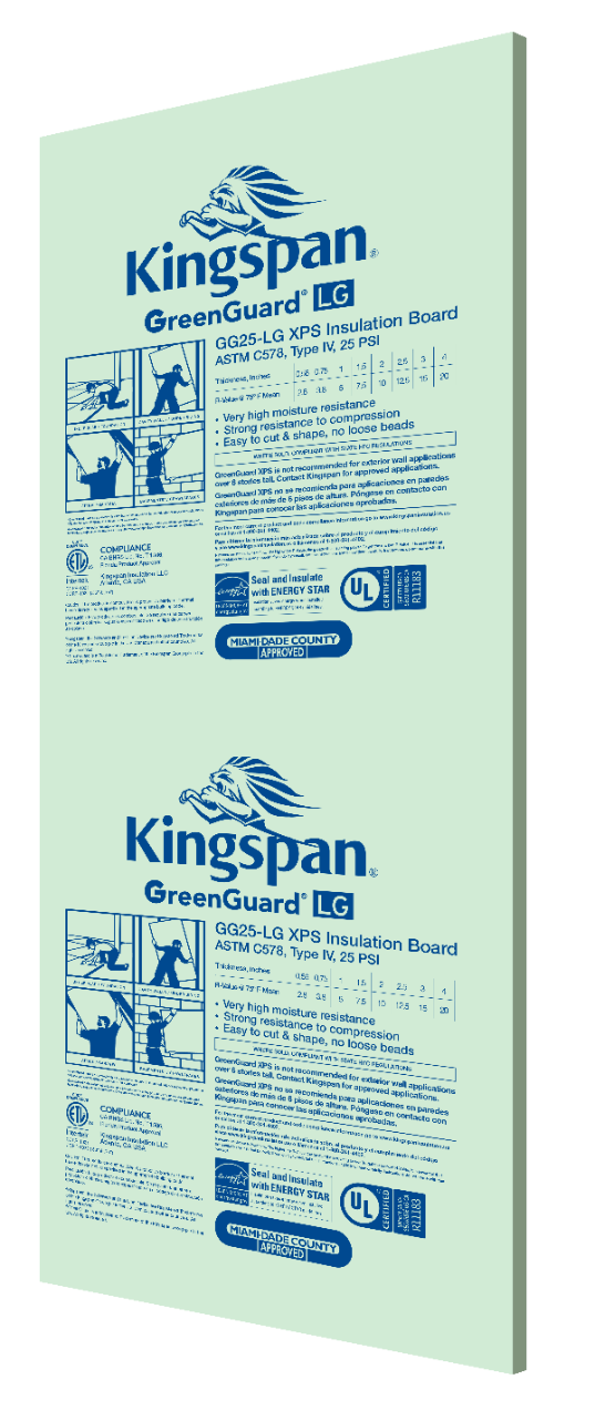 Kingspan GreenGuard Foam Board Insulation – 3/4" x 4' x 8'