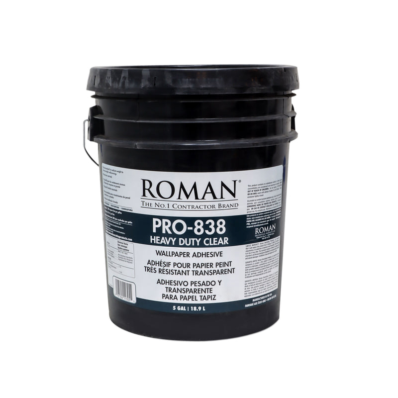Roman® PRO-838 Heavy Duty Clear Wallpaper Adhesive – 5 Gallon Container