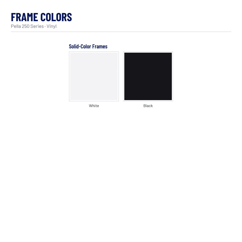 Pella 250 Series Vinyl Bifold Window frame colors: White, Black