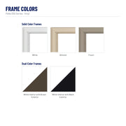 Pella 250 Series Vinyl Double-Hung Window frame colors: White, Almond, Fossil, White Interior with Brown Exterior, White Interior with Black Exterior