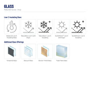 Pella 250 Series Vinyl Bay Window glass: Advanced Low-E Insulating Glass, NaturalSun Low-E with Argon, NaturalSun+ Low-E Insulating, SunDefense™ Low-E with Argon, SunDefense+ Low-E Insulating, Tempered Glass, Obscure Glass, Bronze-Tinted Glass, Triple-Pane Glass