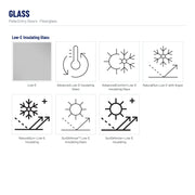 Pella Twin Colonial Light Fiberglass Front Door glass: Low-E, Advanced Low-E Insulating Glass, AdvancedComfort Low-E Insulating Glass, NaturalSun Low-E with Argon, NaturalSun+ Low-E Insulating, SunDefense™ Low-E Insulating Glass, SunDefense+ Low-E Insulating
