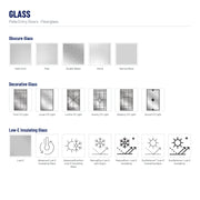 Pella 1/2 Light 1 Panel Fiberglass Front Door glass: Satin Etch, Pear, Double Water, Chord, Narrow Reed, Tune 1/2 Light, Lucas 1/2 Light, Lovilia 1/2 Light, Huxley 1/2 Light, Danbury 1/2 Light, Avoca 1/2 Light, Low-E and 6 more