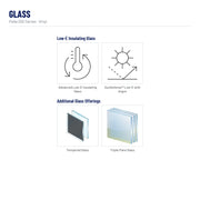 Pella 250 Series Vinyl Bifold Window glass: Advanced Low-E Insulating Glass, SunDefense™ Low-E with Argon, Tempered Glass, Triple-Pane Glass