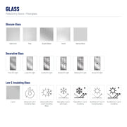 Pella 3/4 Light Fiberglass Front Door glass: Satin Etch, Pear, Double Water, Chord, Narrow Reed, Tune 3/4 Light, Lucas 3/4 Light, Lovilia 3/4 Light, Huxley 3/4 Light, Danbury 3/4 Light, Avoca 3/4 Light, Low-E and 6 more