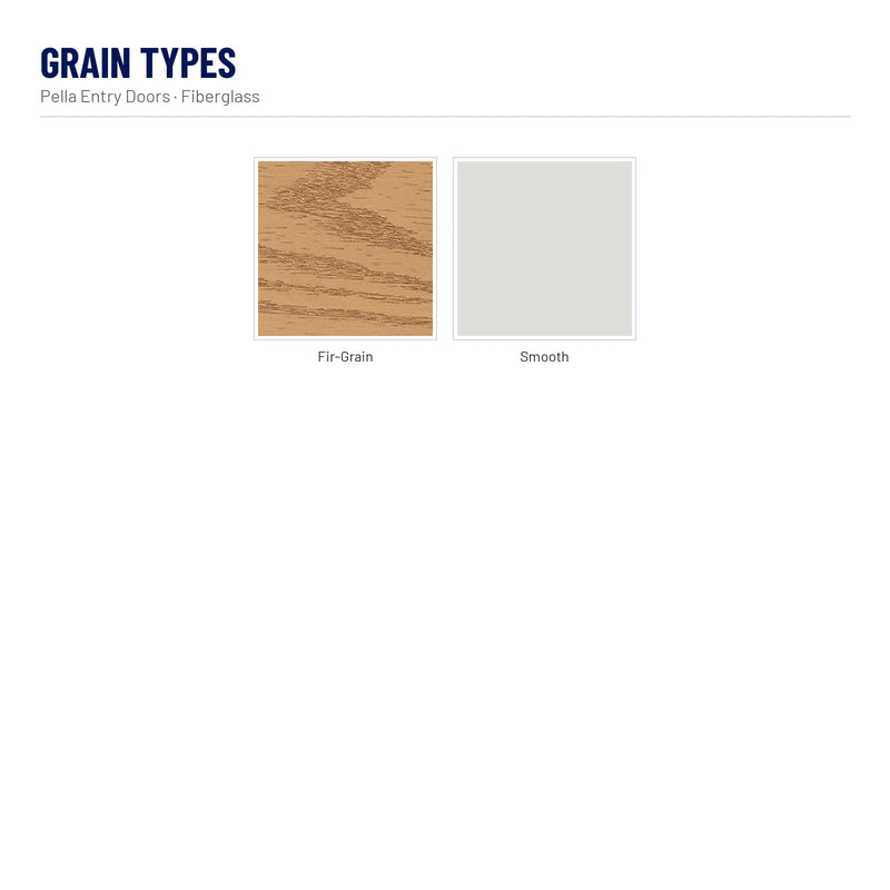 Pella Flush Glazed 1/2 Light Fiberglass Front Door grain types: Fir-Grain, Smooth