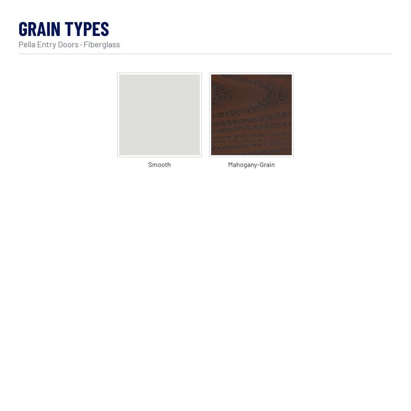 Pella 1/2 Light 1 Panel Plank Fiberglass Front Door grain types: Smooth, Mahogany-Grain