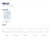 Pella Impervia Fiberglass Awning Window grilles: 3/4" Grilles-Between-the-Glass, Prairie, Traditional, Top Row, Custom, No Grilles