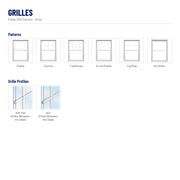 Pella 250 Series Vinyl Double-Hung Window grilles: Prairie, Custom, Traditional, 6-Lite Prairie, Top Row, No Grilles, 5/8" Flat Grilles-Between-the-Glass, 3/4" Grilles-Between-the-Glass