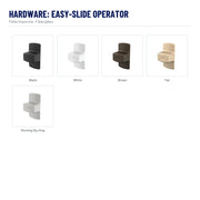 Pella Impervia Fiberglass Bay Window hardware, Easy-Slide Operator: Black, White, Brown, Tan, Morning Sky Gray