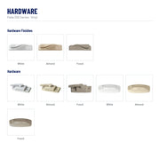 Pella 250 Series Vinyl Bay Window hardware: White, Almond, Fossil, White, Almond, Fossil, White, Almond, Fossil