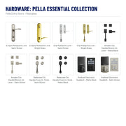 Pella Craftsman Fiberglass Front Door hardware, Pella Essential Collection: Eclipse Multipoint Lock - Satin Nickel, Eclipse Multipoint Lock - Bright Brass, Grip Multipoint Lock - Satin Nickel, Grip Multipoint Lock - Bright Brass, Amador Ext. Handle/Breton Int. Lever – Matte Black, Amador Ext. Handle/Breton Int. Lever – Satin Nickel, Belleview Ext. Handle/Cove Int. Knob – Satin Nickel, Belleview Ext. Handle/Cove Int. Knob – Matte Black, Kwikset Electronic Deadbolt – Matte Black and 1 more