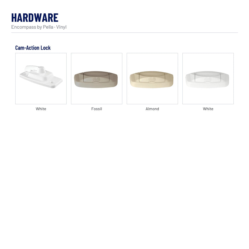 Encompass by Pella Vinyl Sliding Window hardware: White, Fossil, Almond, White