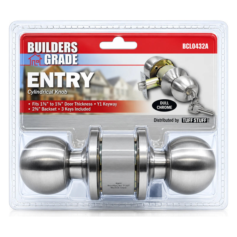Builders Grade Cylindrical Entry Knob, Dull Chrome