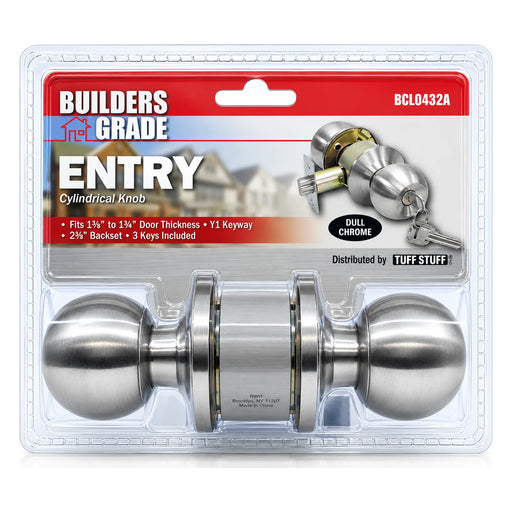 Builders Grade Cylindrical Entry Knob, Dull Chrome