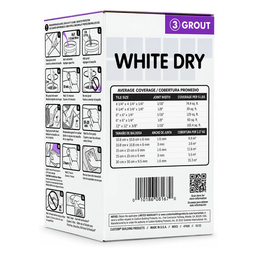 Custom Building Products White Dry Non-Sanded Grout, 5 lb. - view 2