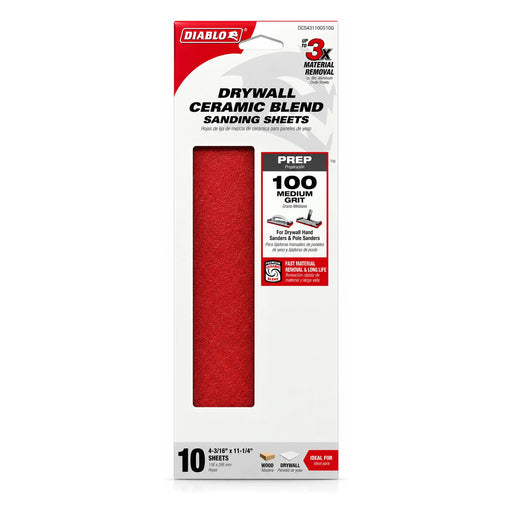 Diablo 4-3/16 x 11-1/4 in. 100-Grit Drywall Sanding Sheets, 10-Pack