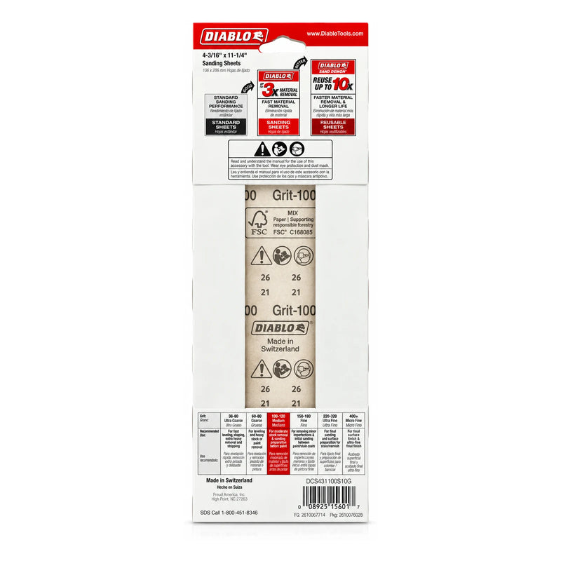 Diablo 4-3/16 x 11-1/4 in. 100-Grit Drywall Sanding Sheets, 10-Pack - view 2