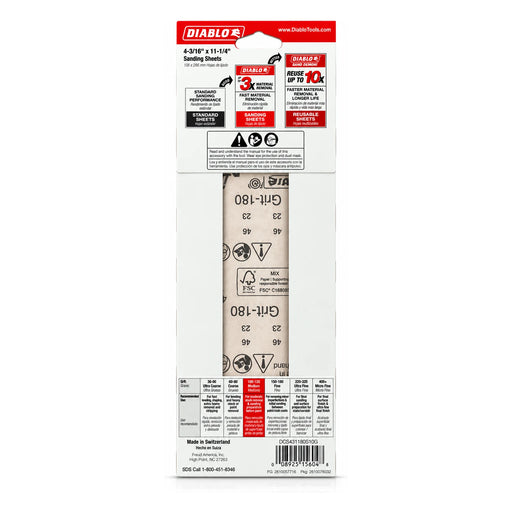 Diablo 4-3/16 x 11-1/4 in. 180-Grit Drywall Sanding Sheets, 10-Pack - view 2