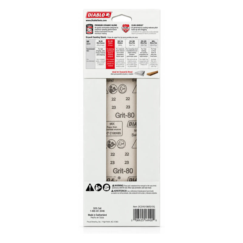 Diablo 4-3/16 x 11-1/4 in. 80-Grit Drywall Sanding Sheets, 10-Pack - view 2