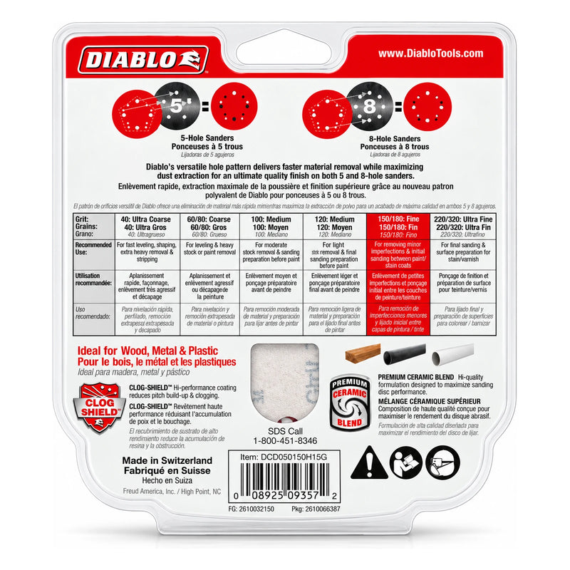 Diablo 5 in. 150-Grit Hook & Lock Sanding Discs, 15-Pack - view 2