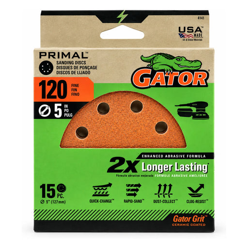 Gator Primal 5 in. 120-Grit Sanding Discs, 15-Pack