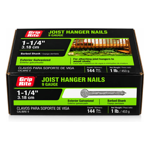 Grip-Rite 1-1/4 in. 9-Gauge Joist Hanger Nails, 1 lb. Box