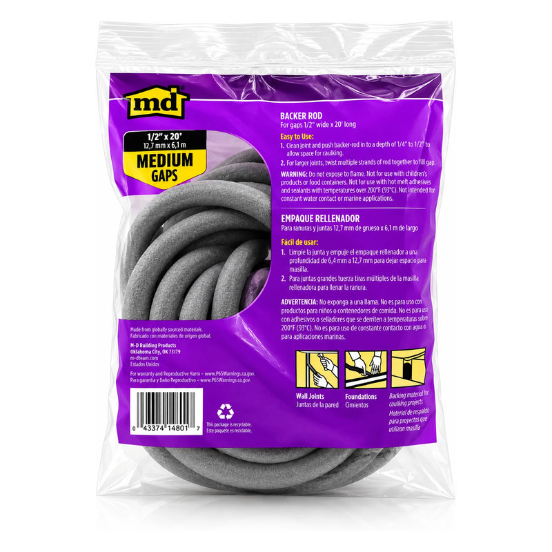 M-D 1/2 in. x 20 ft. Gray Backer Rod - view 2