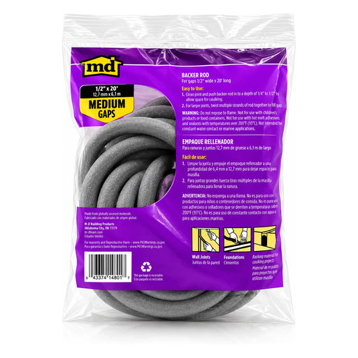 M-D 1/2 in. x 20 ft. Gray Backer Rod - view 2