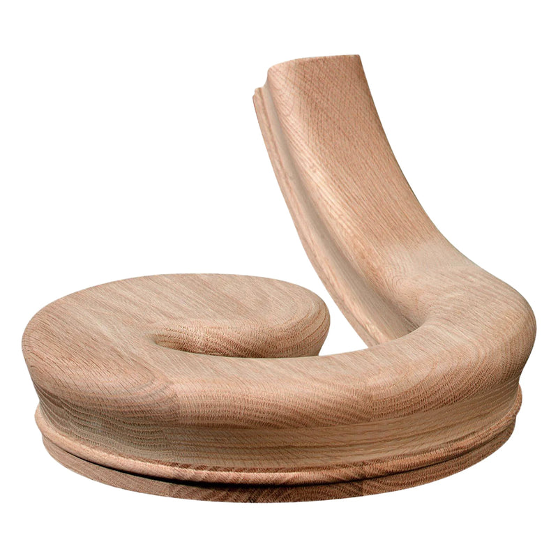 Oak Left-Hand Volute Handrail Fitting