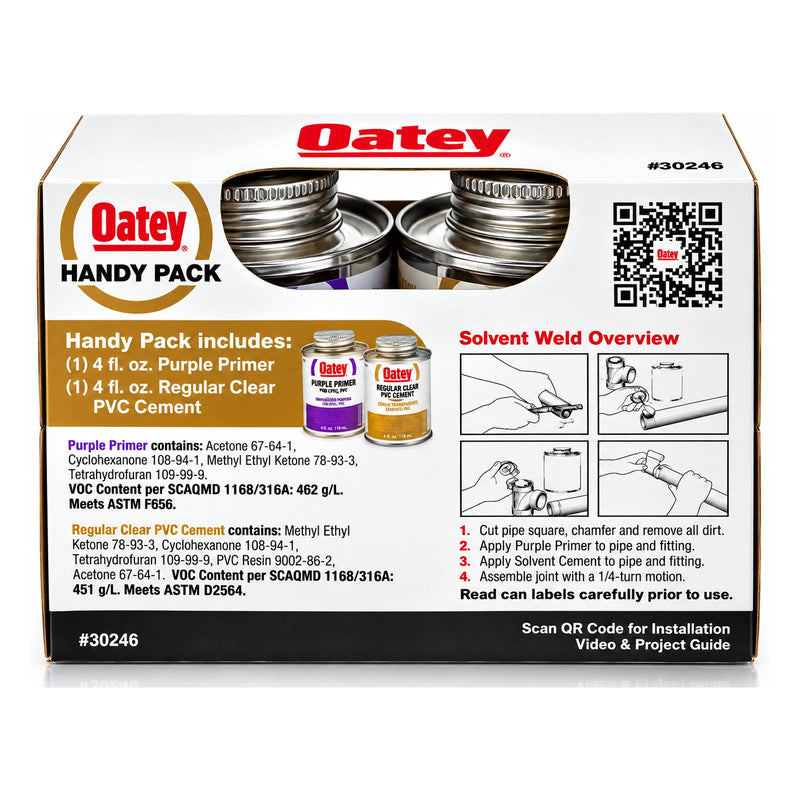 Oatey Handy Pack Purple Primer & Regular Clear PVC Cement, 4 oz. Each, #30246 - view 2