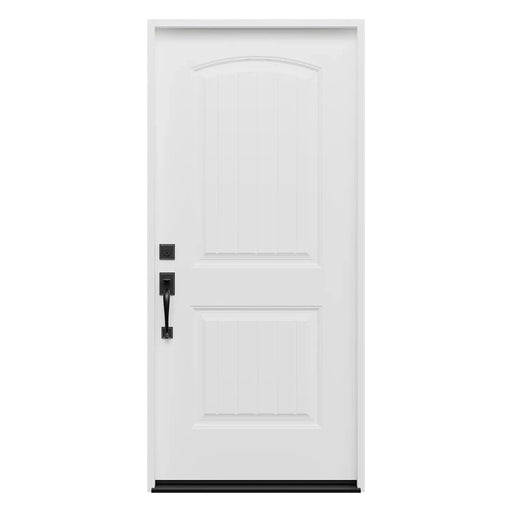 Pella 2 Panel Arch Plank Fiberglass Front Door