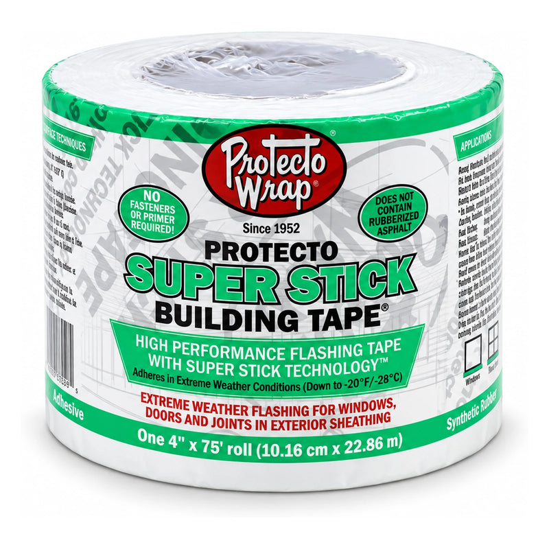 Protecto Wrap Super Stick Building Tape, 4 in. x 75 ft.
