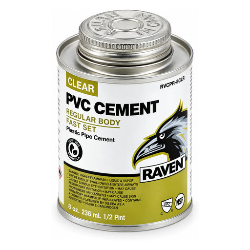 Raven 8 oz. Clear Regular-Body Fast-Set PVC Cement, RVCPR-8CLR