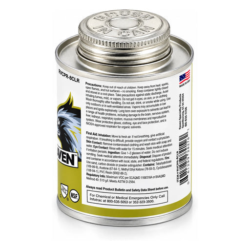 Raven 8 oz. Clear Regular-Body Fast-Set PVC Cement, RVCPR-8CLR - view 2