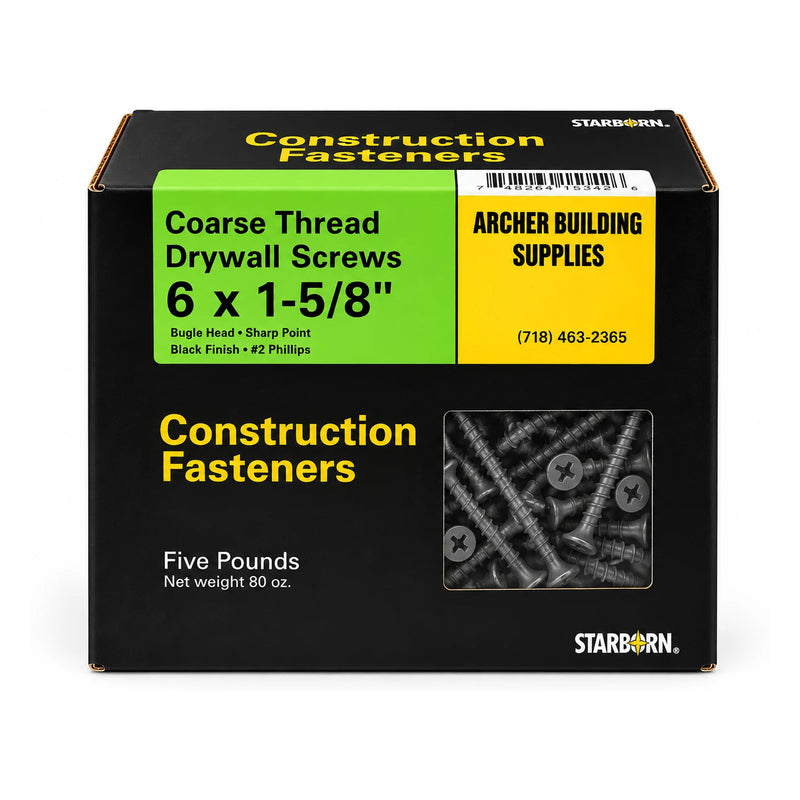 Starborn #6 x 1-5/8 in. Coarse Thread Drywall Screws, 5 lb. Box