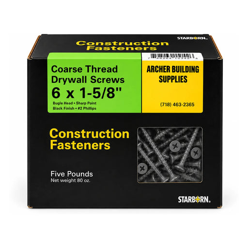 Starborn #6 x 1-5/8 in. Coarse Thread Drywall Screws, 5 lb. Box