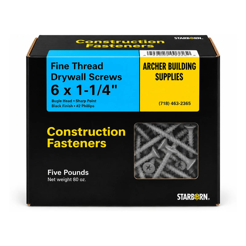 Starborn #6 x 1-1/4 in. Fine Thread Drywall Screws, 5 lb. Box
